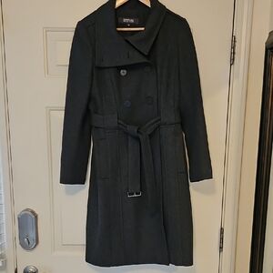 Kenneth Cole Reaction Black Double-Breasted Trench Coat